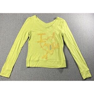Just Mode Women V-neck Embroidered/embellished Size M Lime